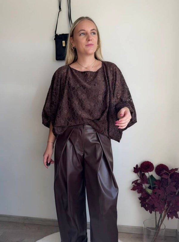 BROWN MADISON LACE BLOUSE