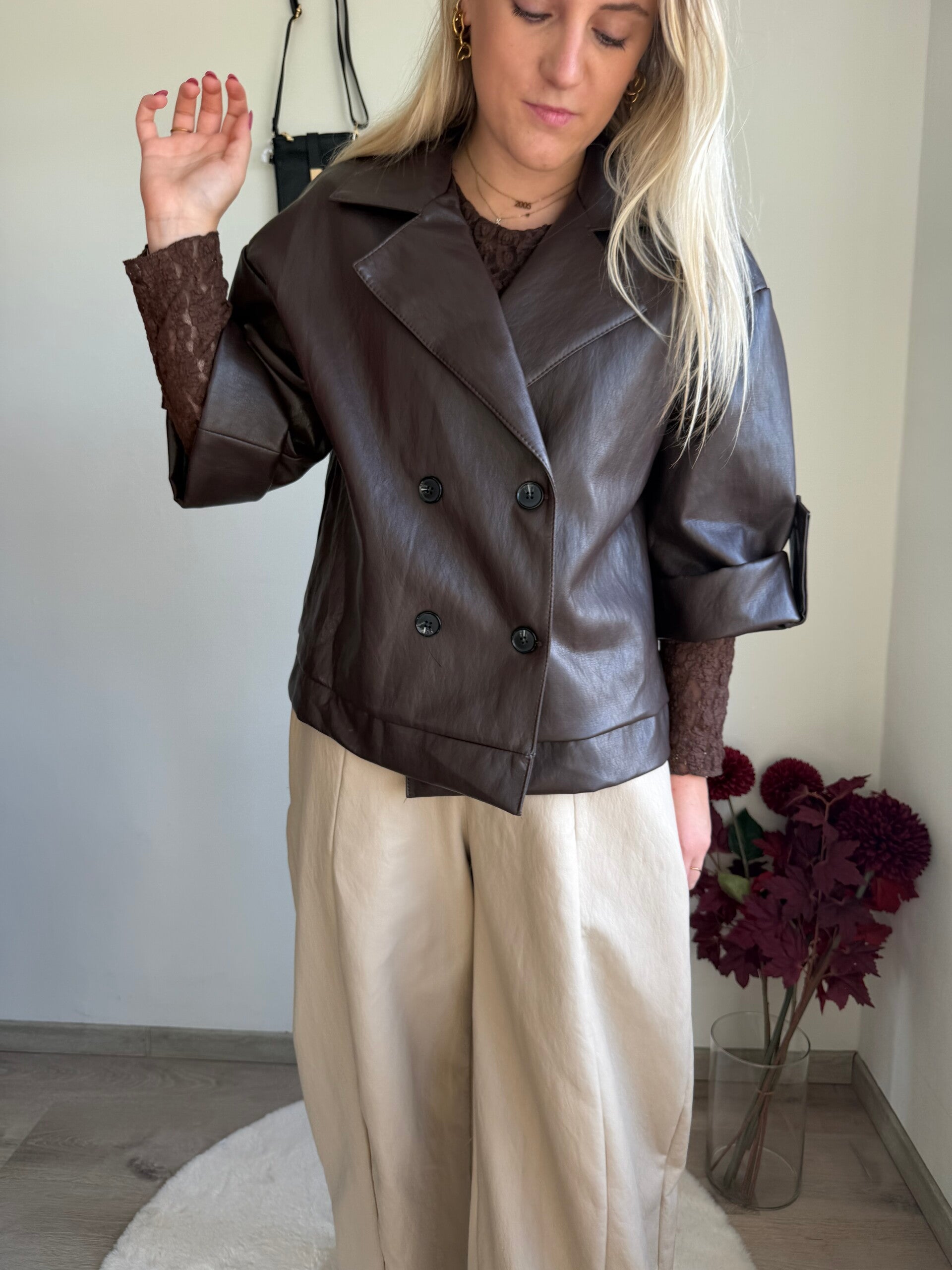 HALF SLEEVE BROWN YARA JACKET