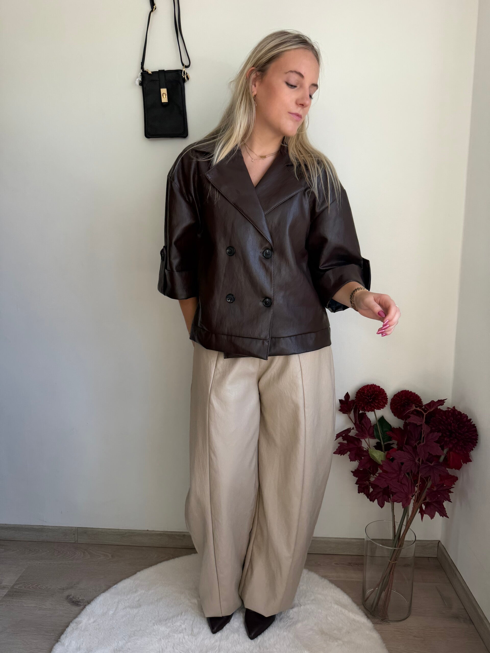 LEATTHER BEIGE SIENNA PANTS