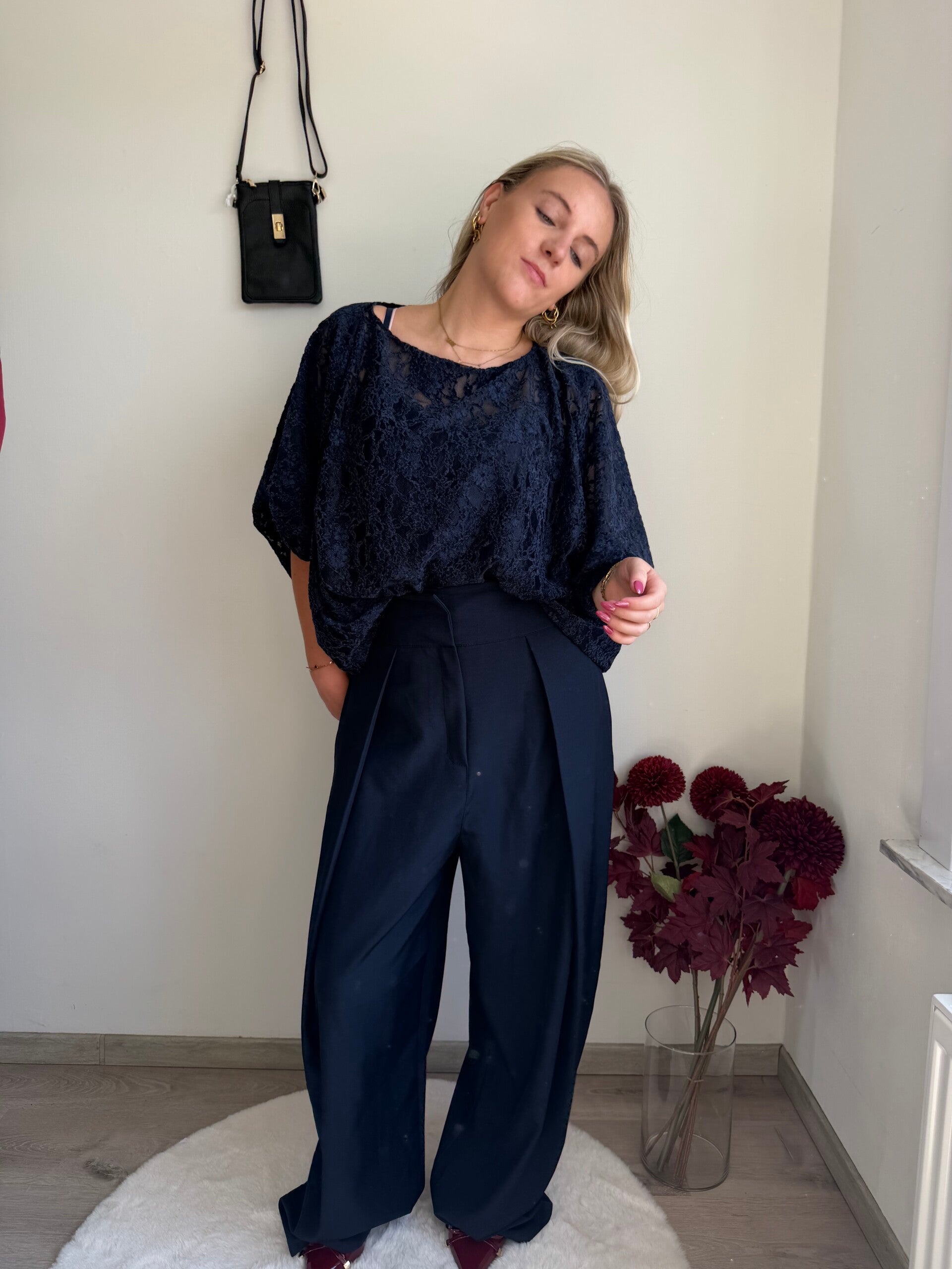 BLUE MADISON LACE BLOUSE