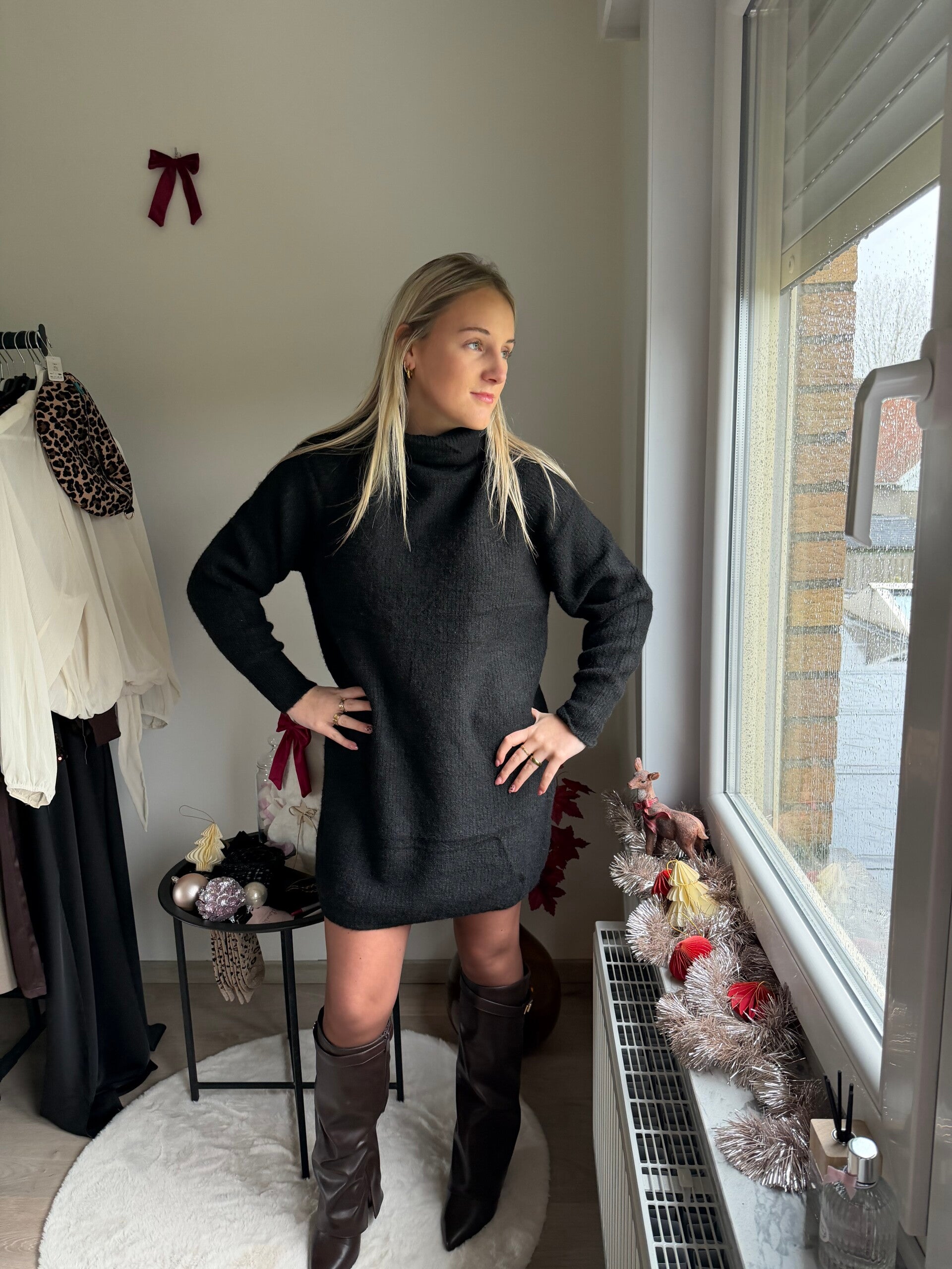 SWEATER DRESS WITH HIGH NECK