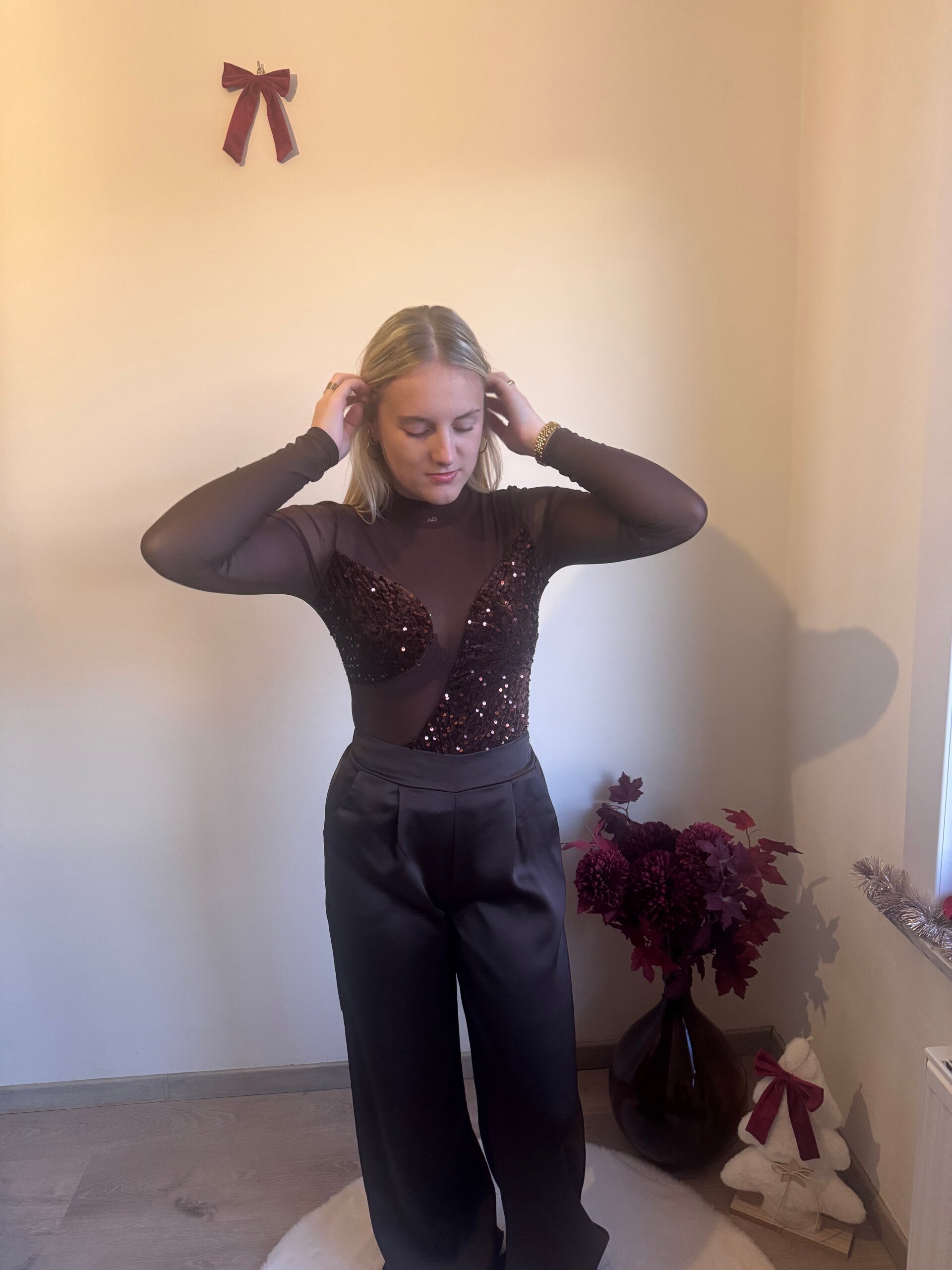 SATIN ROSEGOLD LIVIA TROUSERS