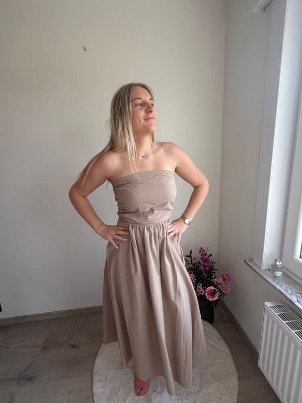 BEIGE BUSTIER DRESS