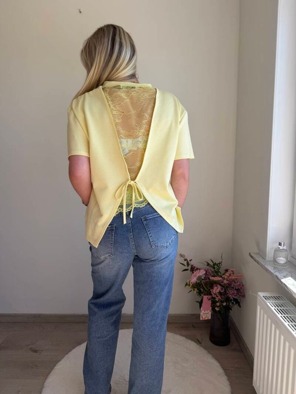 TWIRL EMMA YELLOW LACE T-SHIRT