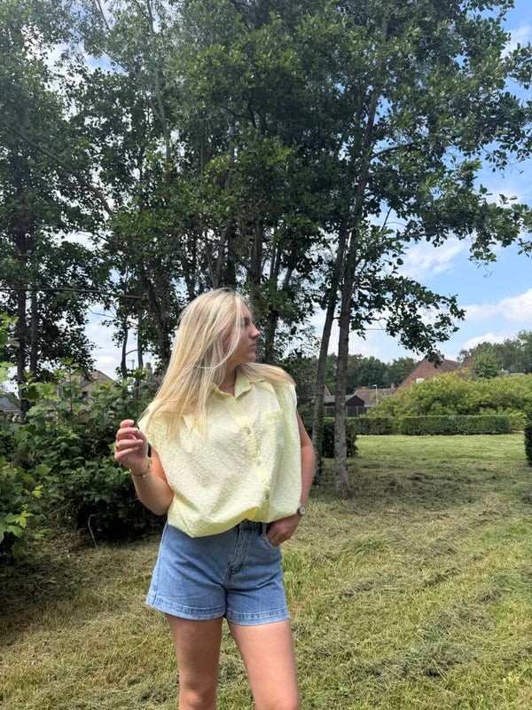 YELLOW CHECKED AMALIFI BLOUSE TOP