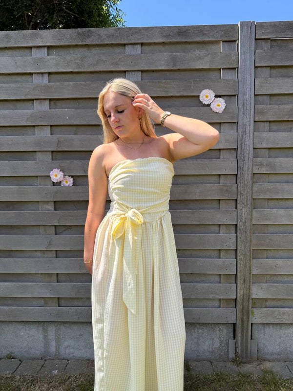 YELLOW CHARLIE DRESS WITH SPLIT AND BOW