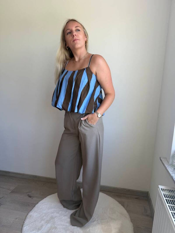 STRIPED BLUE PUF TOP