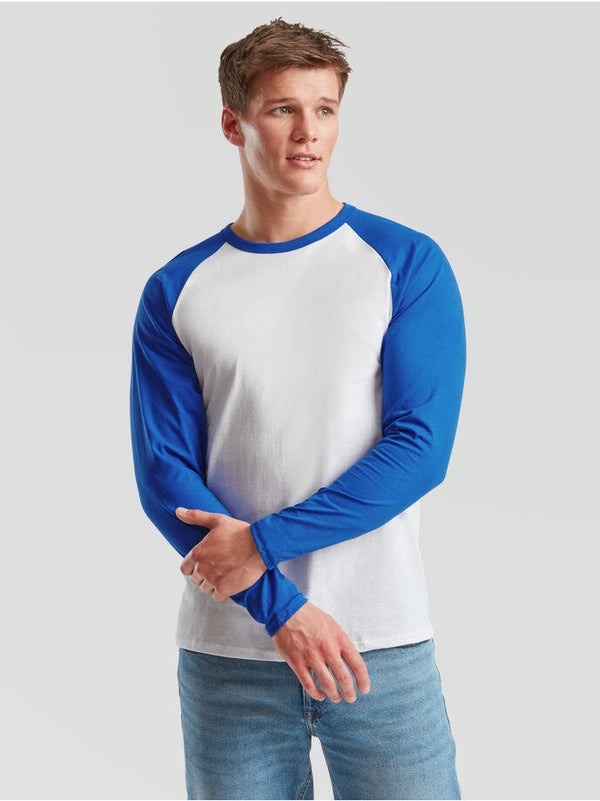 Baseball longsleeve royal blue Fruit of the Loom