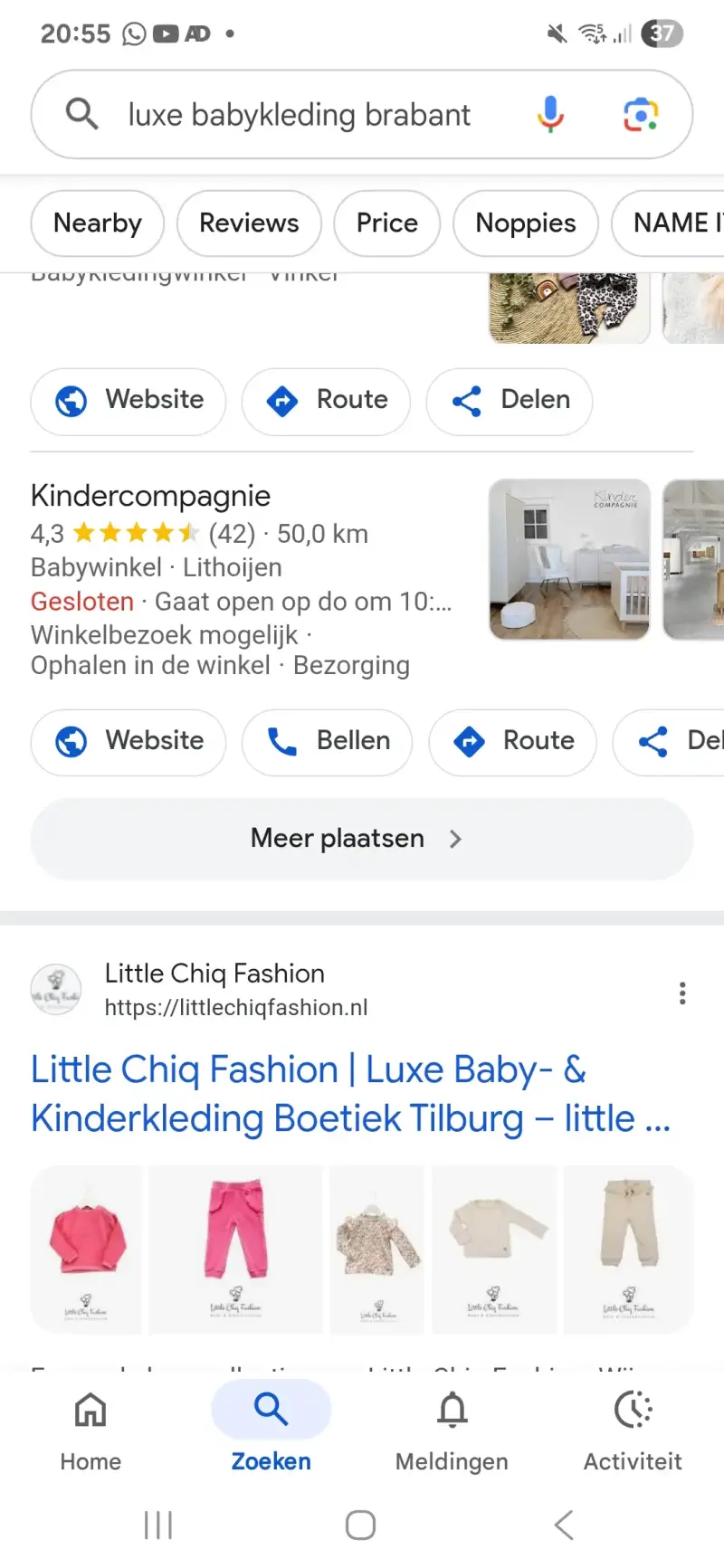 Rijke zoekresultaten met productafbeeldingen voor luxe babykleding bij Little Chiq Fashion.