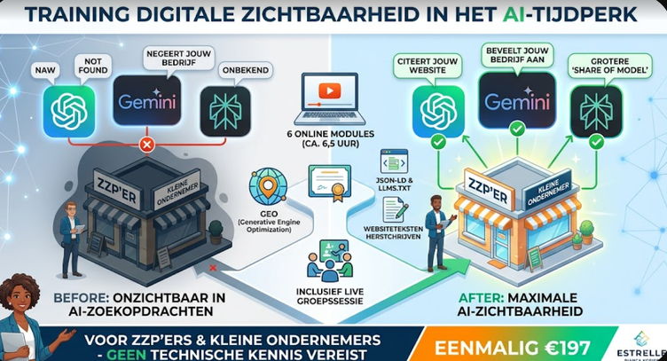 Training Digitale Zichtbaarheid in het AI-tijdperk — voor en na — Estrelle Bianca Kopier