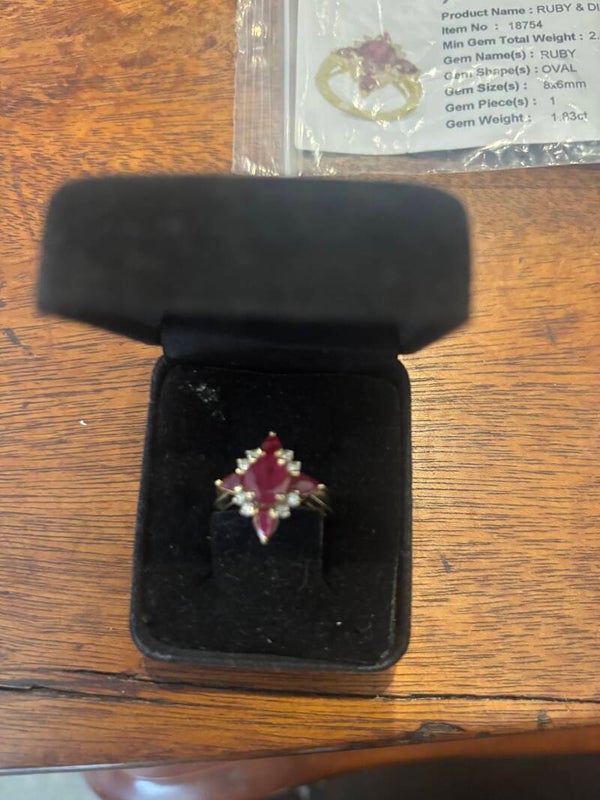 9Ct Yellow Gold Ruby & Diamond Ring