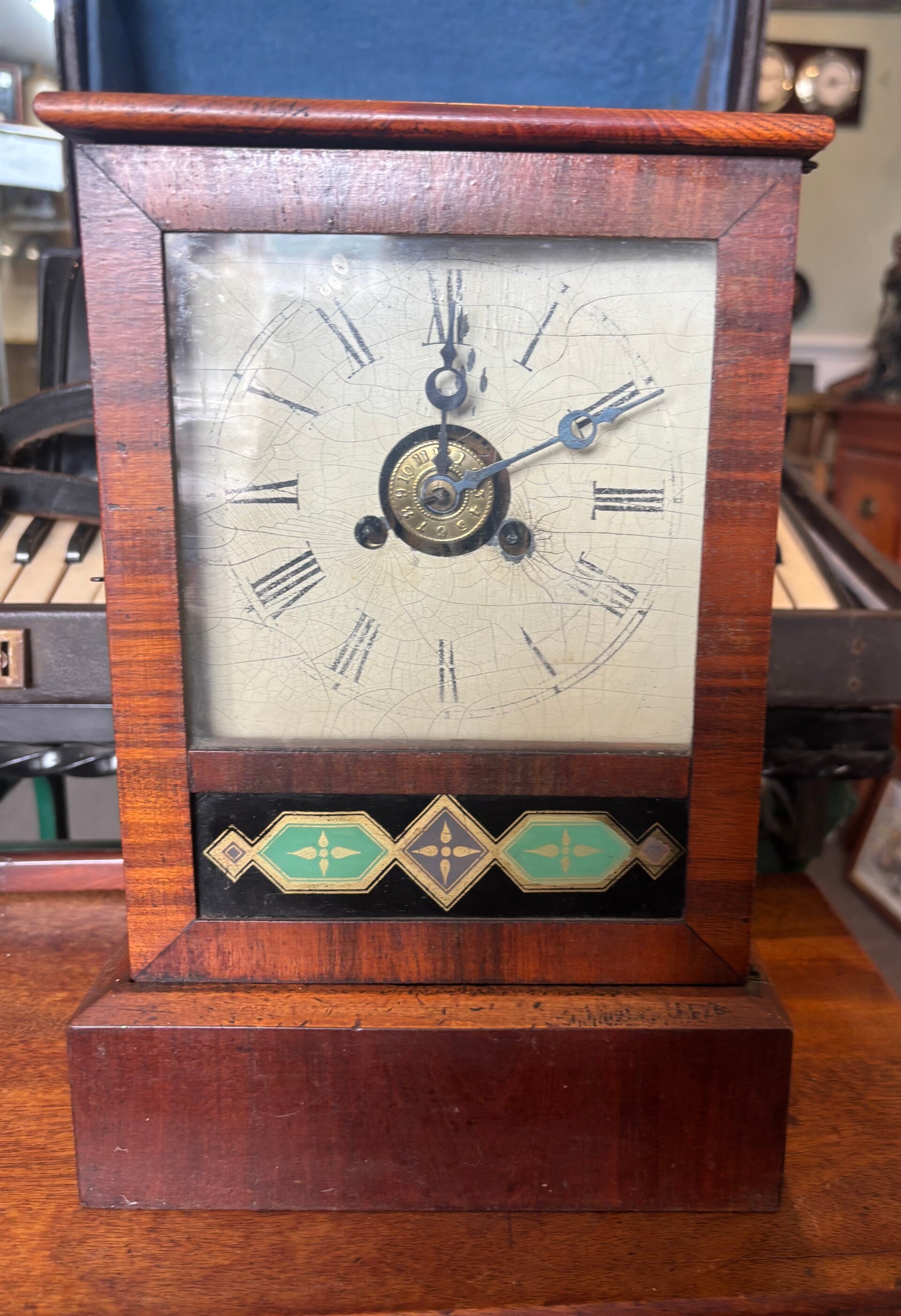 Antique Jerome & Co Cottage No 2 Mantel Clock 1 Day Alarm
