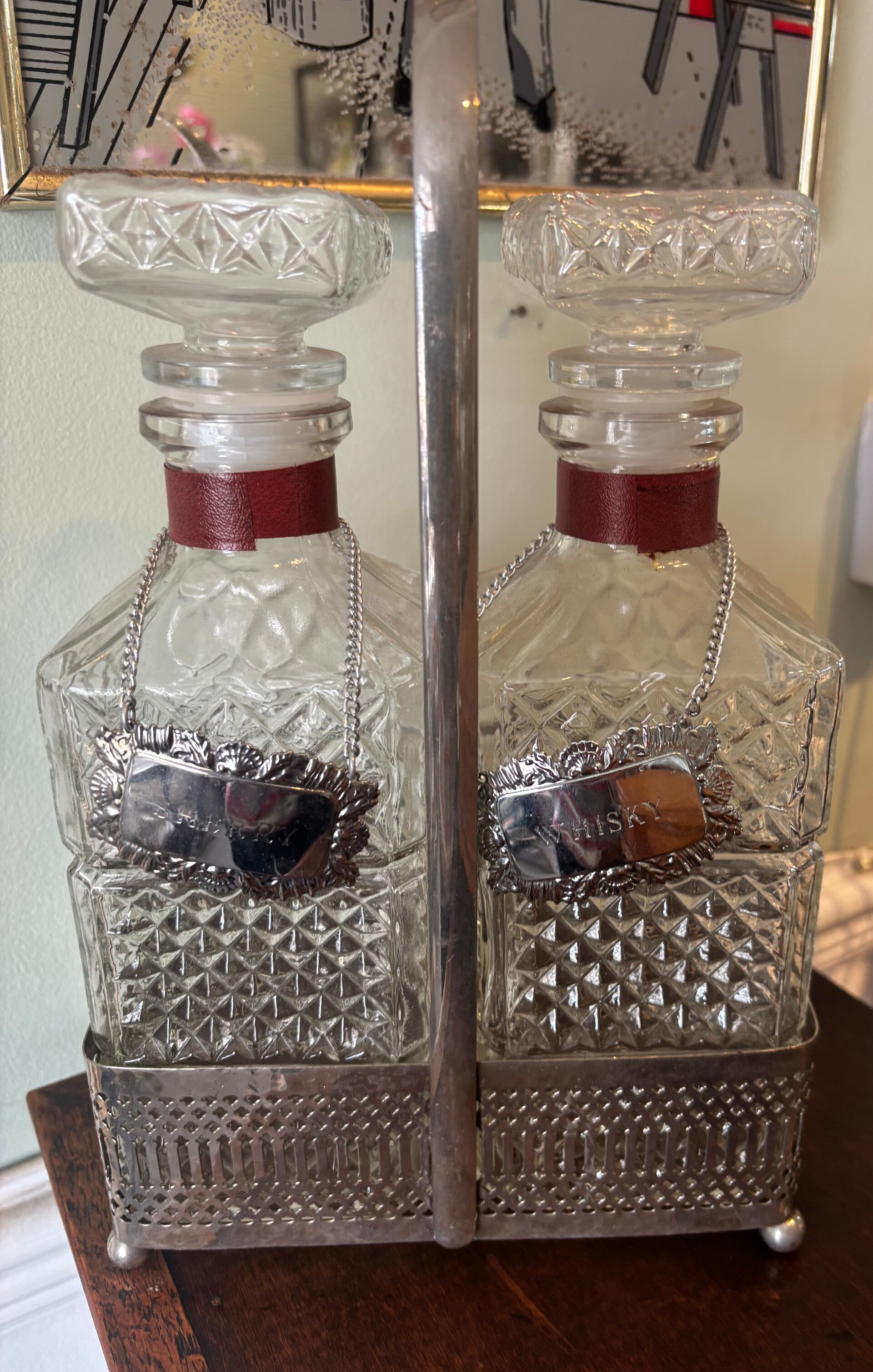 Whisky + Sherry Glass Decanters With Silver Carrying Tray