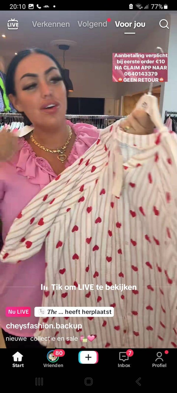 Linnen hartjes blouse
