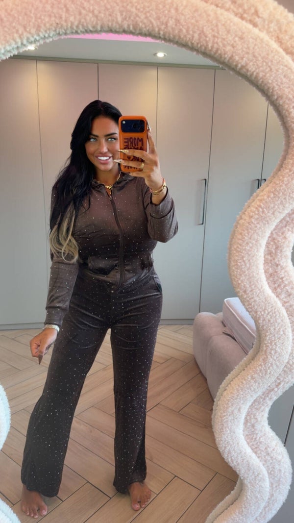 Glitter velvet jogging pak in 2 kleuren
