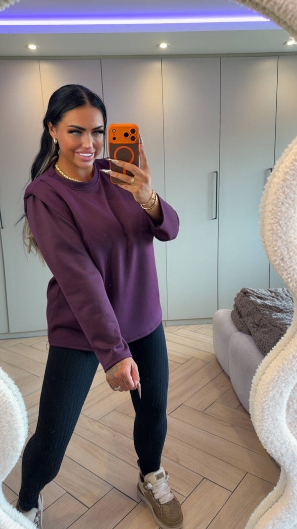 Comfy travel trui plum en zwart