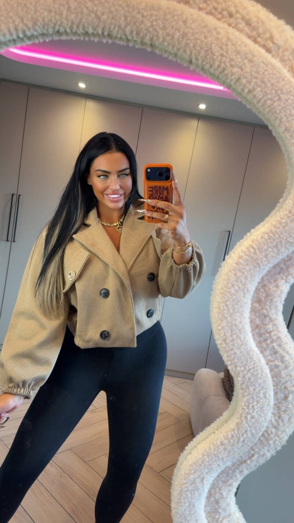 Crop trenchcoat met streepjes in 2 kleuren