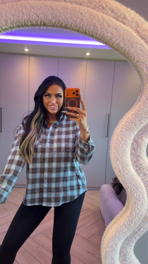 Overhemd blouse met diamantjes