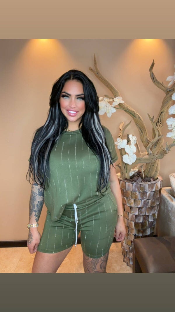 Glitter setje stretch army