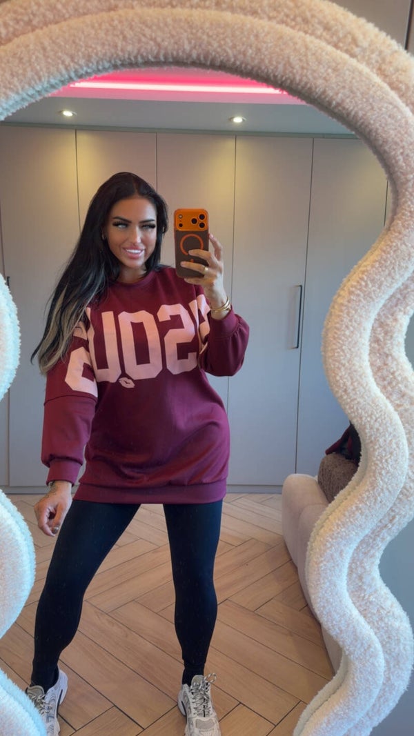 Bisous Bordeaux trui lang model