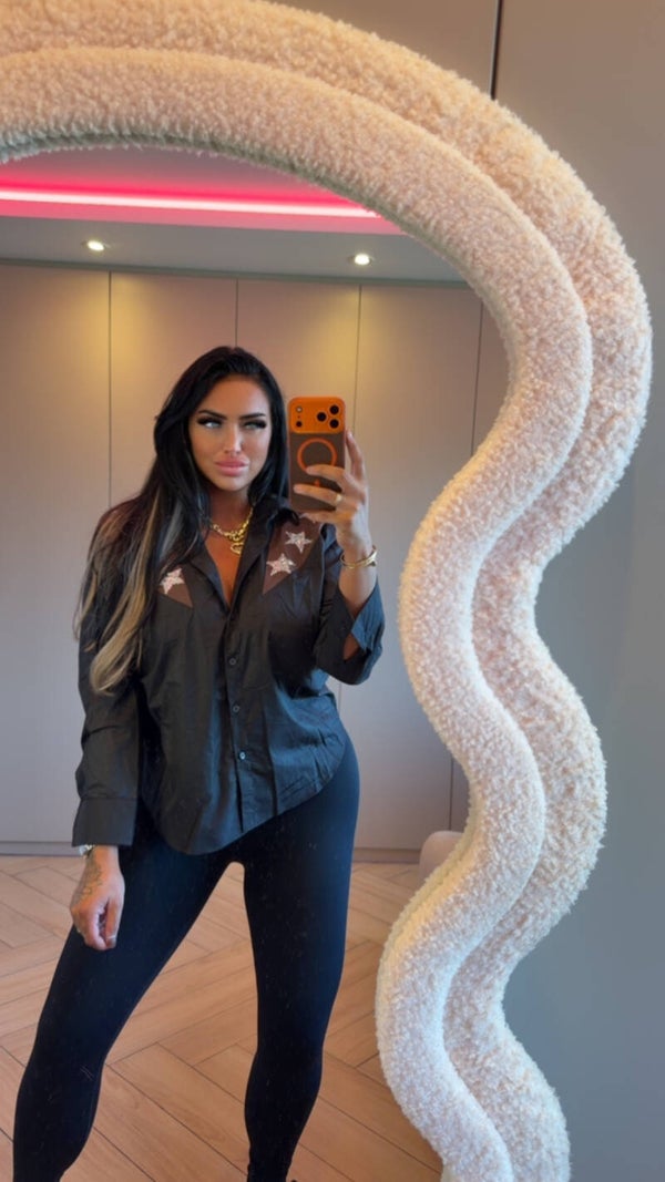 Blazer van zachte stof met bedrukking