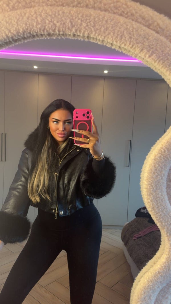 Leatherlook jas met fake fur