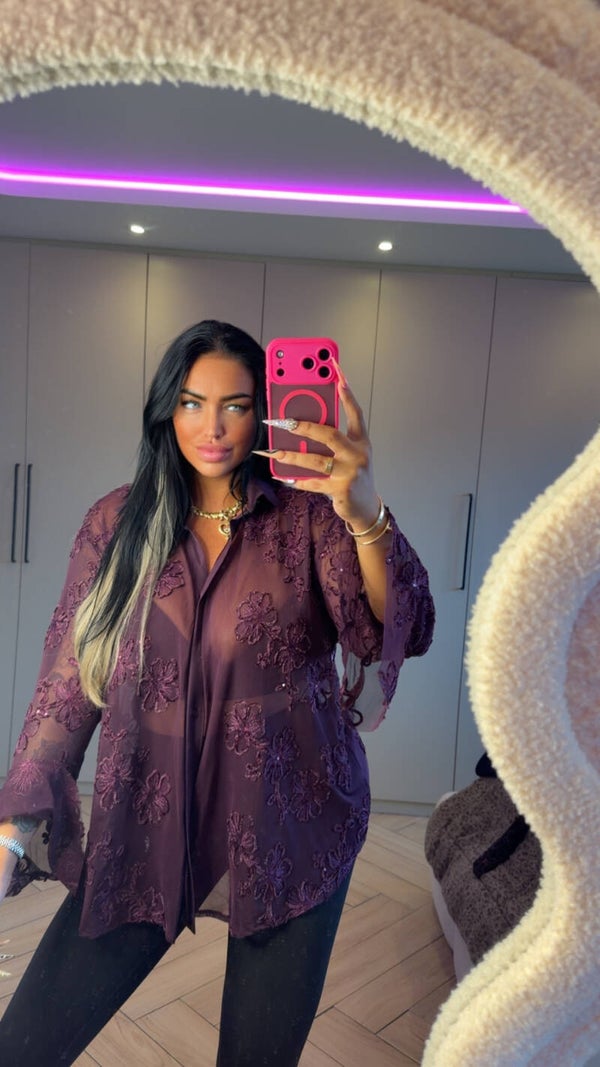 Kanten blouses met pailletten in 3 kleuren
