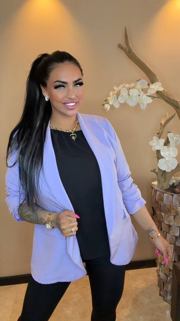 Blazer lila met crop mouw