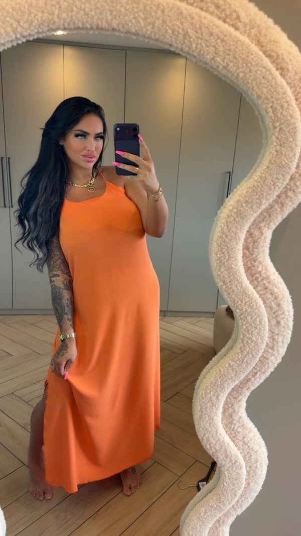 Peach spaghetti jurk