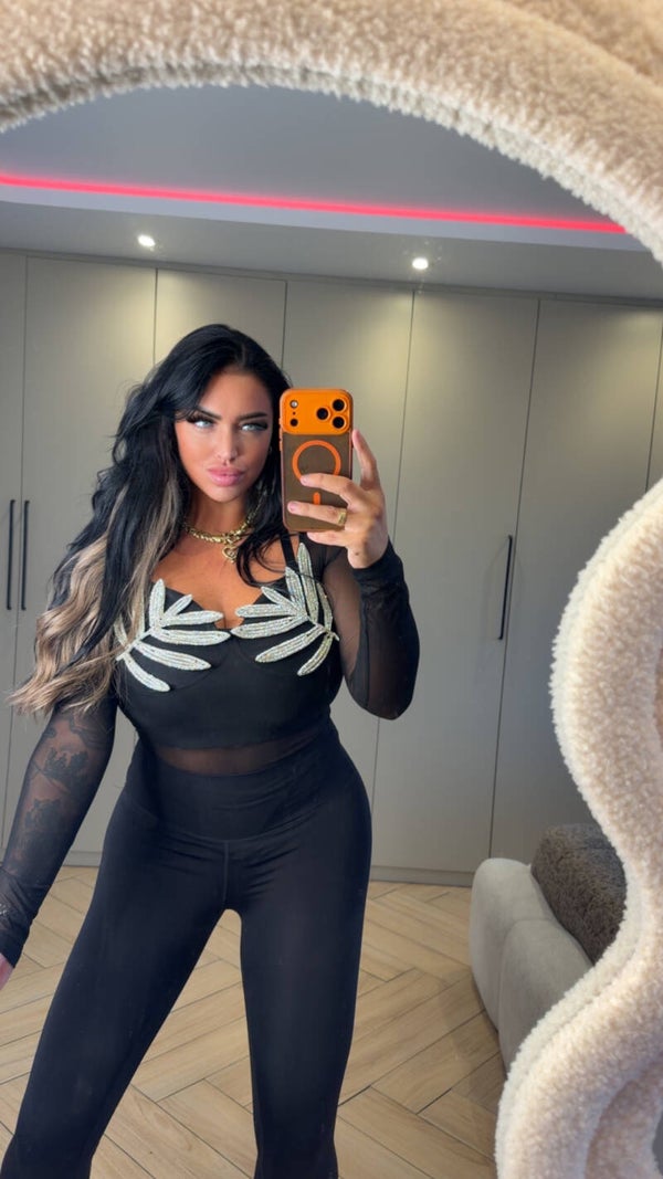 Mesh body in choco en zwart
