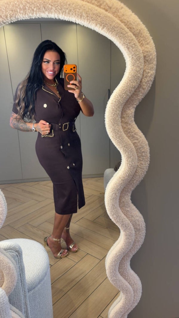 Jurk met goude details stretch in 2 kleuren