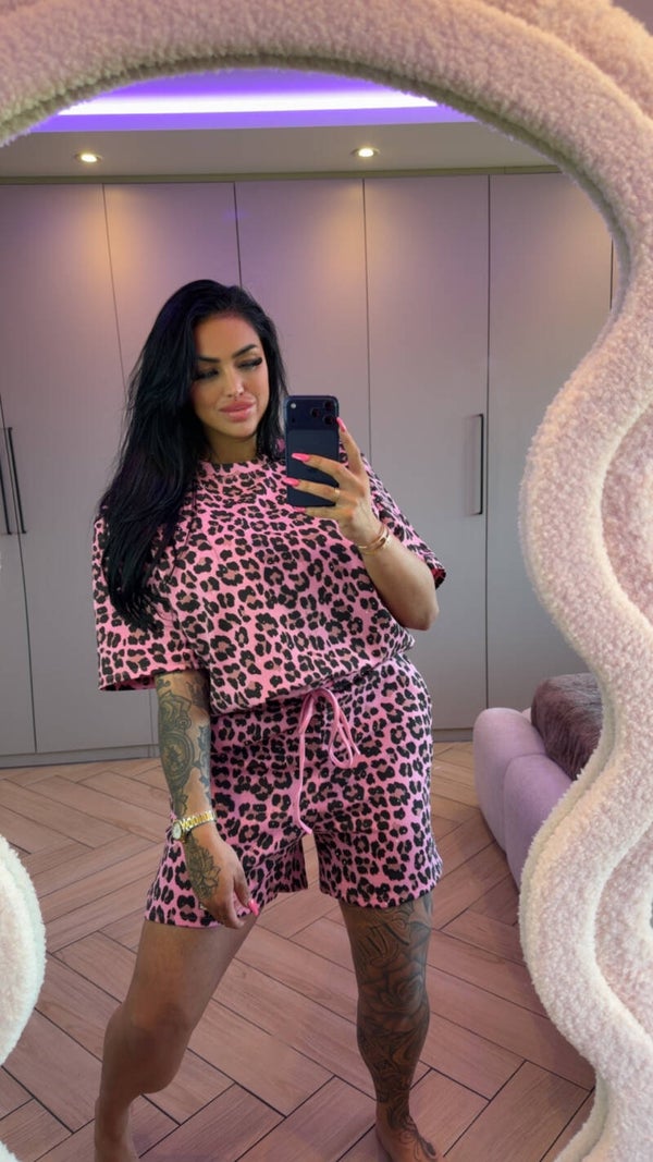 Roze oversized glitter set