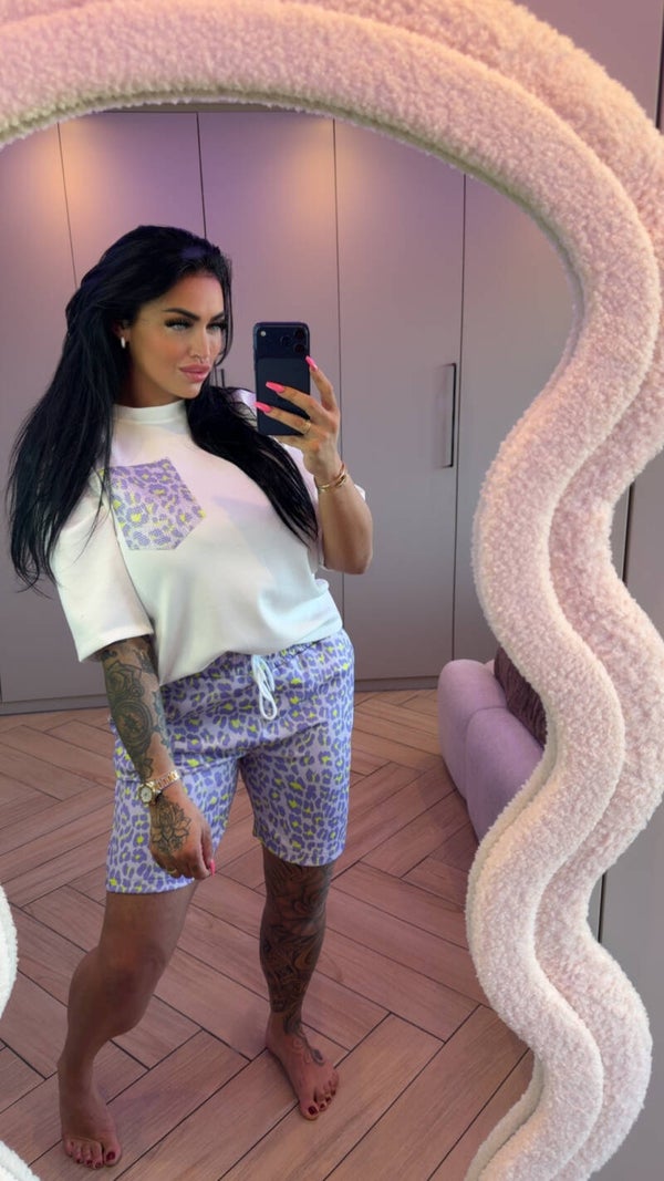 Jogger setje lila met glitter zakje oversized
