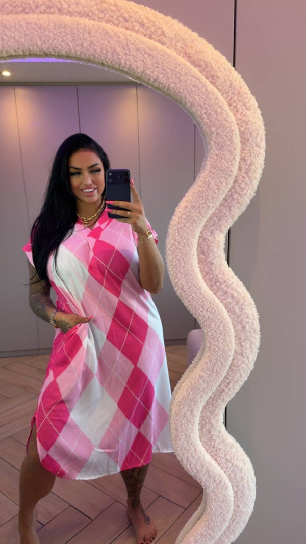 Blouse jurk met zakken roze