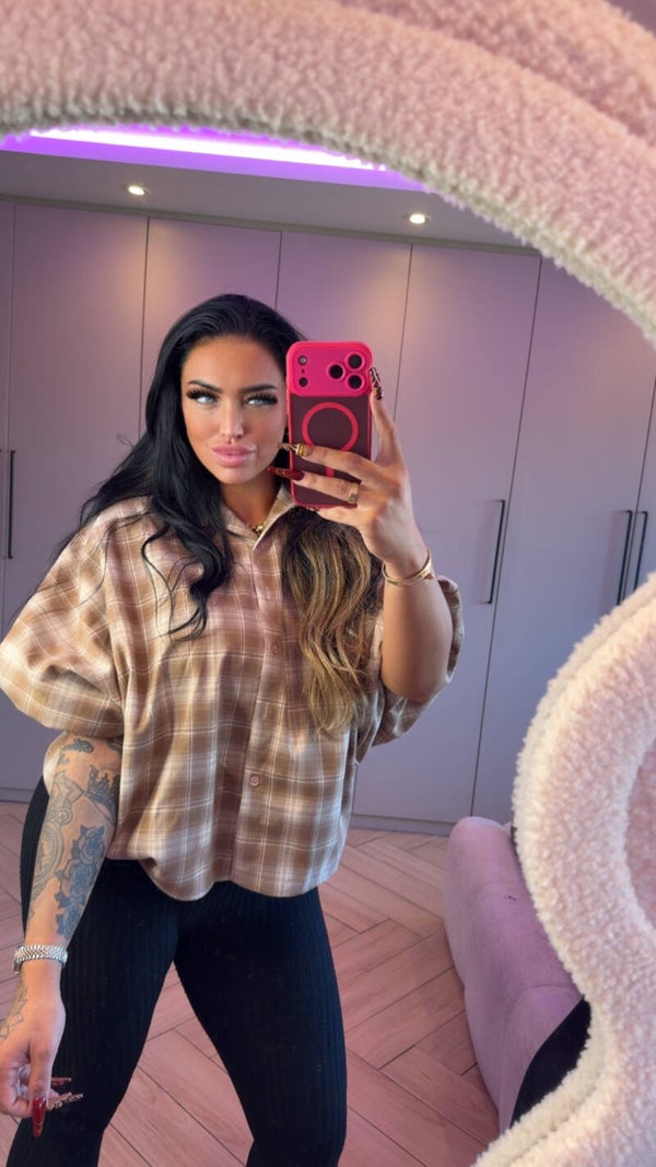 Geruite pof blouse in 3 kleuren