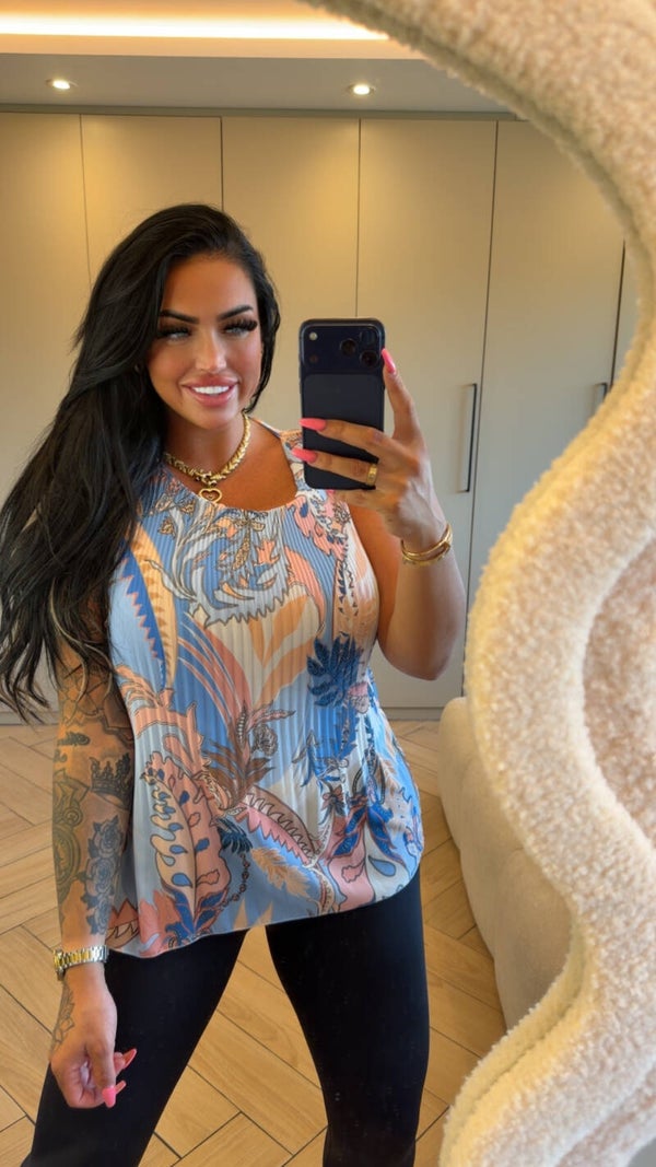 Plissé blouse blauw