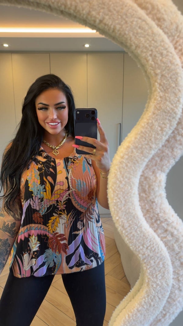 Plissé blouse zwart