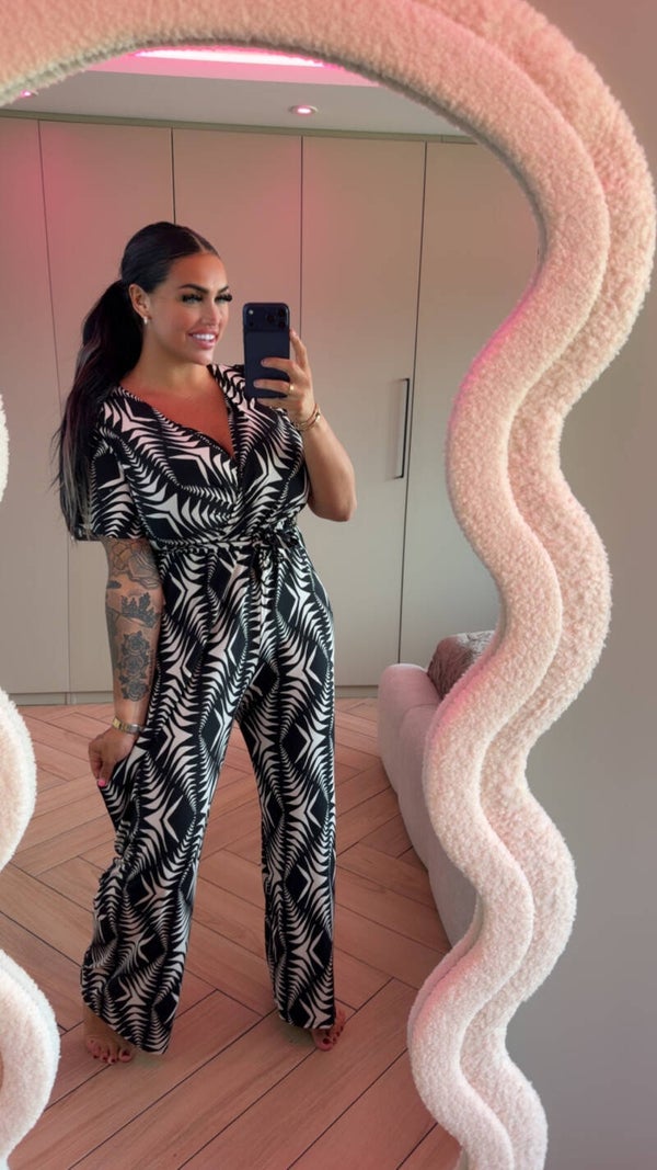 Zwart wit Travelstof jumpsuit