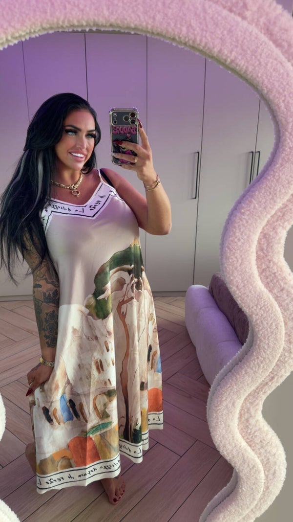 Silk jurk taupe