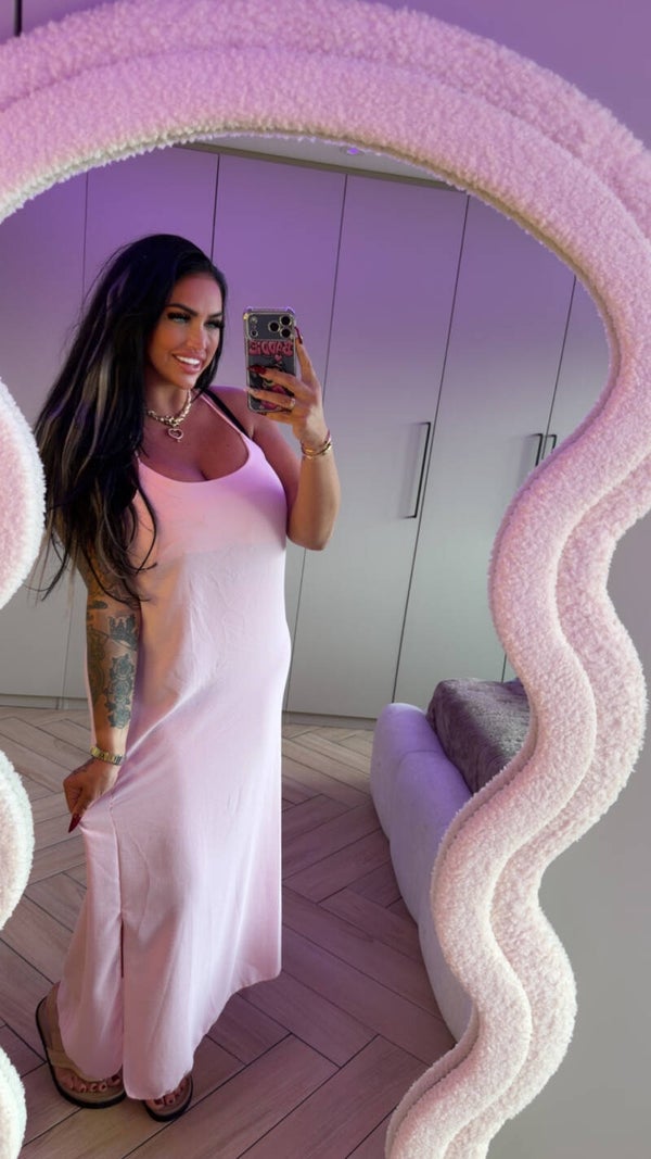 Roze spaghetti blouse jurk