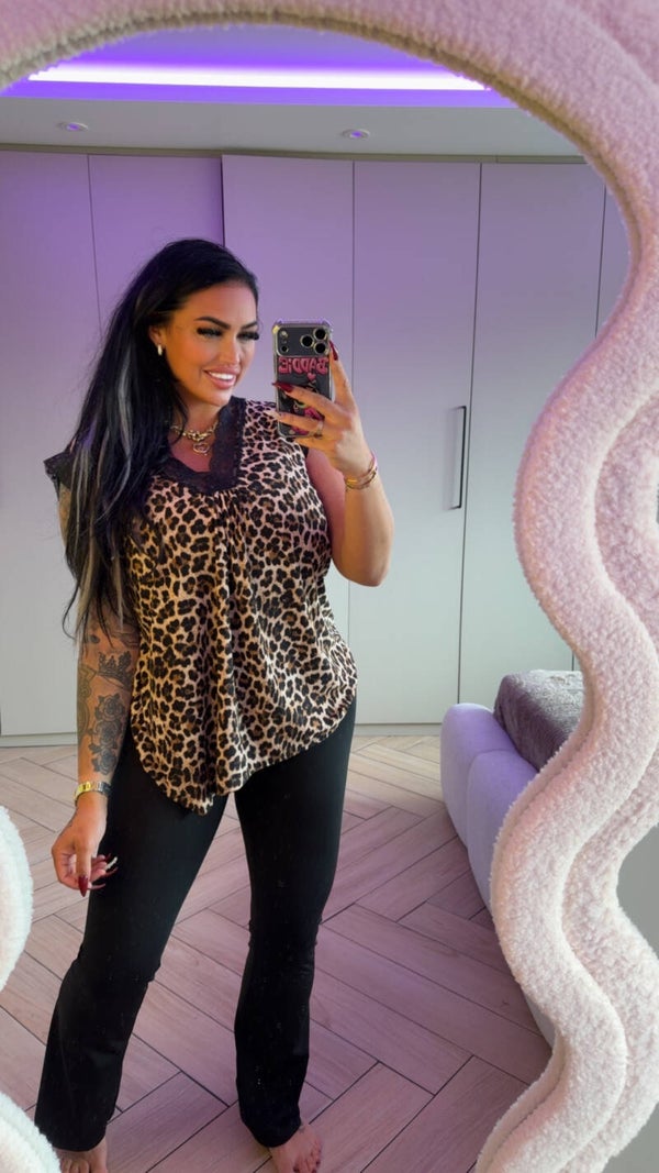 Travelstof top met panter