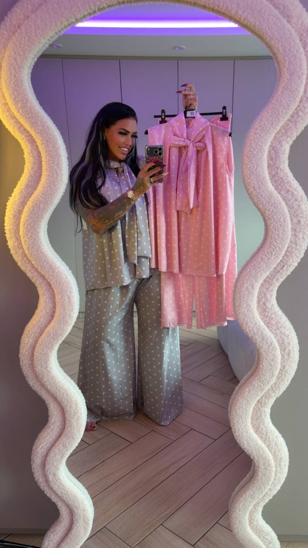 Stippel blouse pak in 2 kleuren