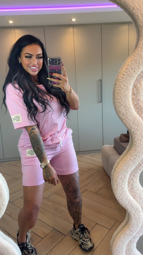 Label set met korte broek Roze