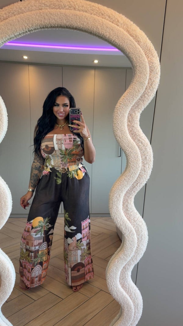 Blouse jumpsuit met riem