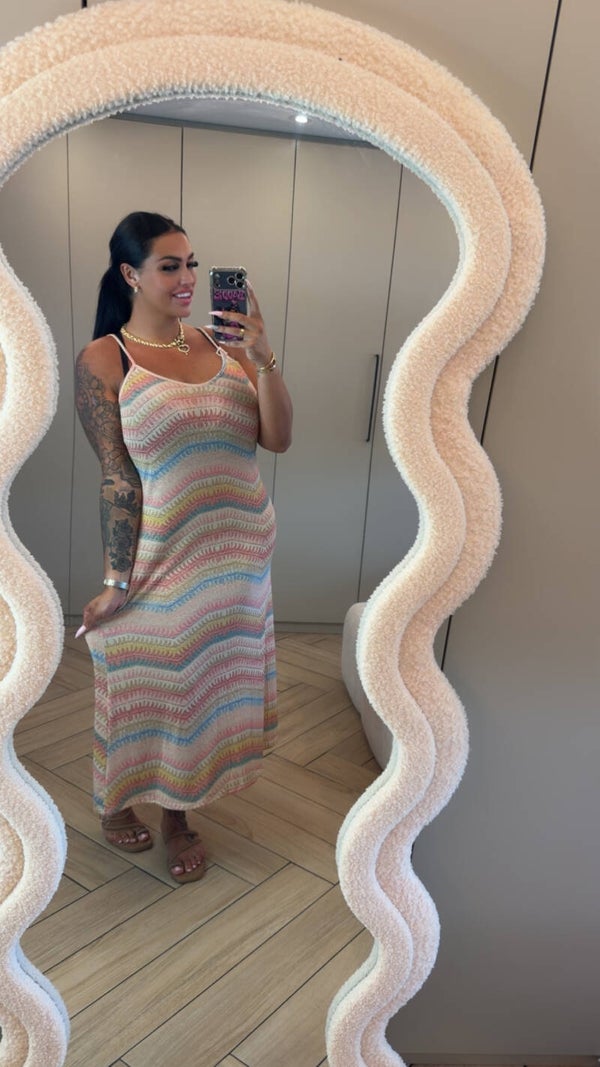 Zigzag spaghetti lurex jurk in 3 kleuren