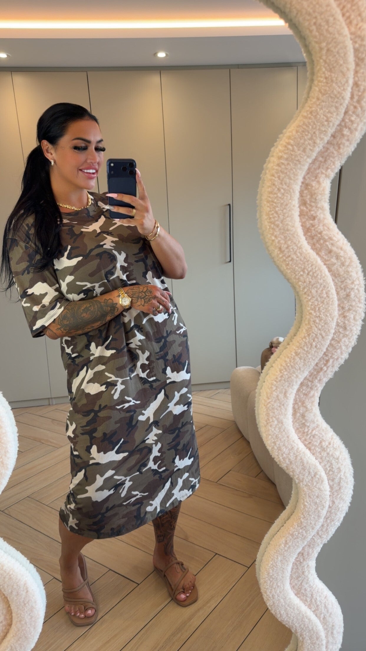 Tshirt jurk oversized army