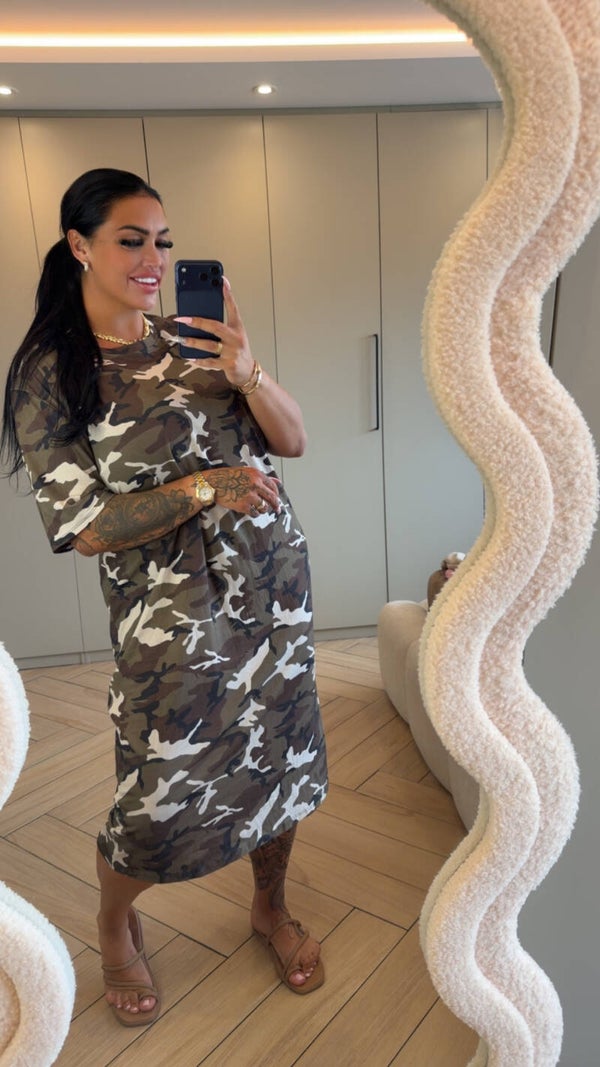 Tshirt jurk oversized army