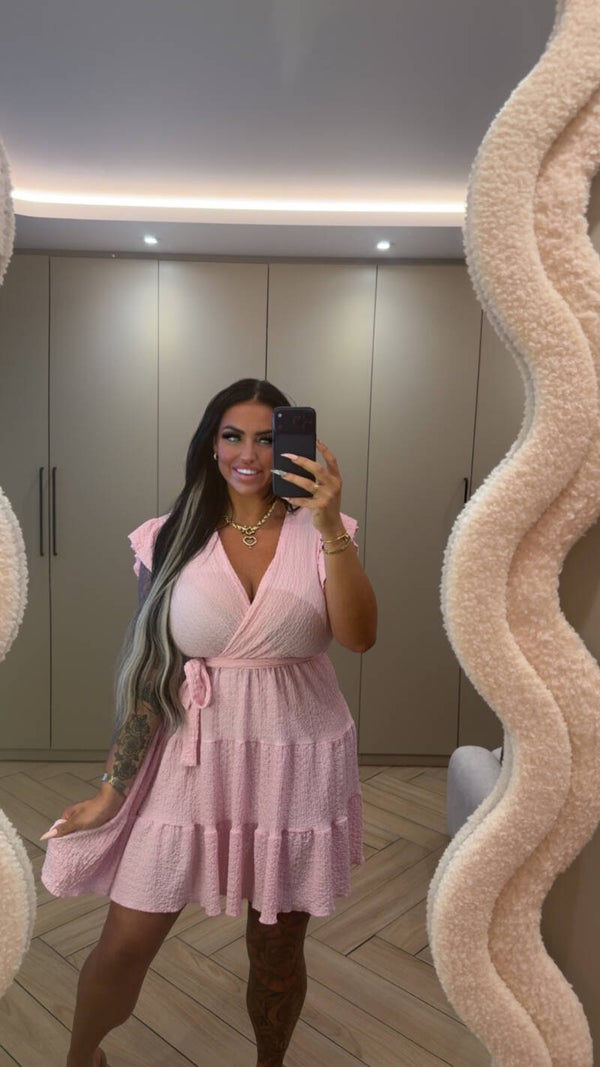 Crêpe jurkje roze