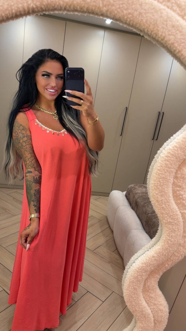 Ibiza jurk met schelpjes in 3 kleuren