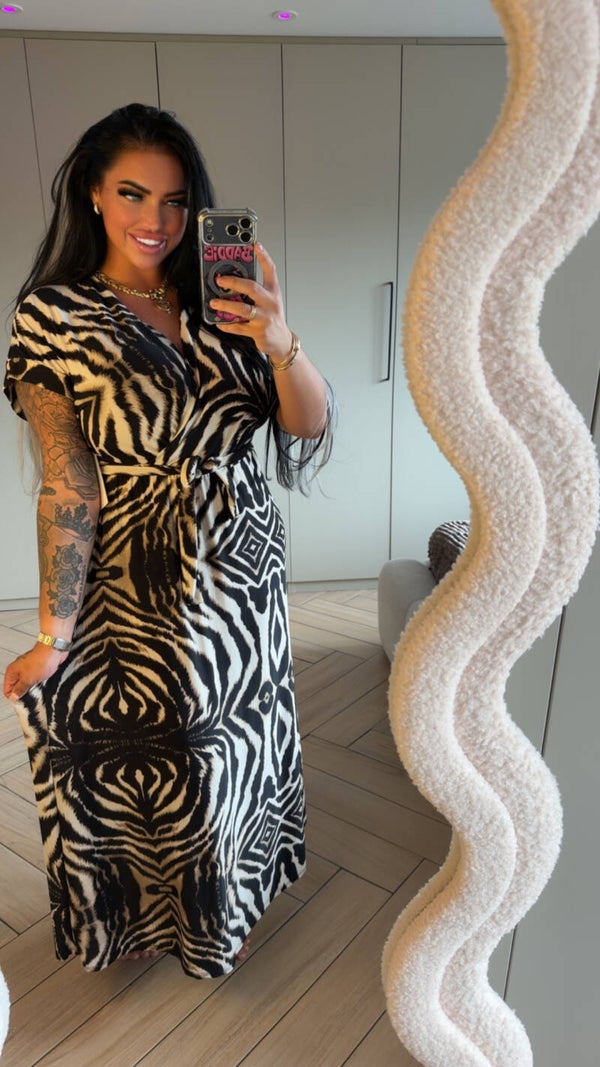 Travelstof zebra jurk
